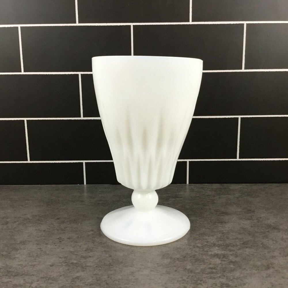 Hazel Atlas Starlite Milk Glass Footed Ice Tea Goblet